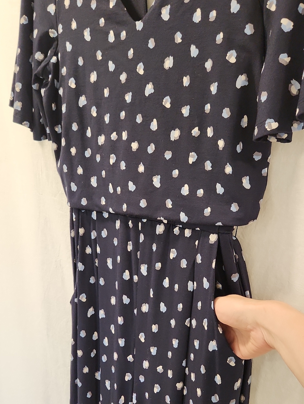 Phase Eight UK Laila Spot Print Navy Wide Leg Jumpsuit Size 10 - Picture 13 of 15